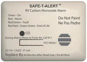 Safe-T-Alert 62 Series Carbon Monoxide Alarm - 12V - RV Surface Mount - White