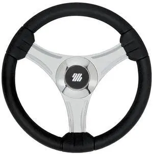Uflex - Tavolara - 13.8" Black Polyurethane Steering Wheel w/Silver Spokes & X62 Hub