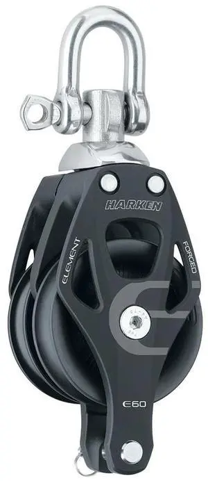 Harken 60Mm Double Aluminum Element Block W/Swivel &Amp, Becket