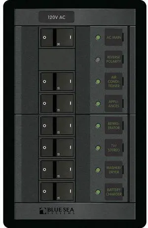 Blue Sea 1202 120V Ac Main + 6 Positions - Vertical