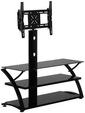 Better Home Products Rosa Swivel Mount Glass Tv Stand For 60-Inch Tv In Black