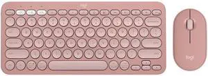 Pebble 2 Combo, Wireless Keyboard and Mouse, Quiet and Portable, Customizable, Logi Bolt, Bluetooth, Easy-Switch for Windows, macOS, iPadOS, Chrome - Tonal Rose