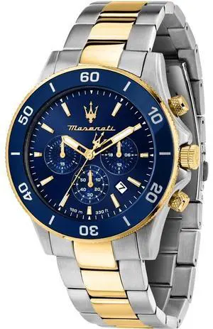 Maserati Competizione Chronograph Two Tone Stainless Steel Blue Dial Quartz R8873600006 100M Men'S Watch Maserati Competizione Chronograph Two Tone Stainless Steel Blue Dial Quartz R8873600006 100M Men'S Watch