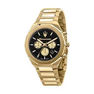 Maserati Stile Chronograph Gold Tone Stainless Steel Black Dial Quartz R8873642001 100M Men'S Watch Maserati Stile Chronograph Gold Tone Stainless Steel Black Dial Quartz R8873642001 100M Men'S Watch