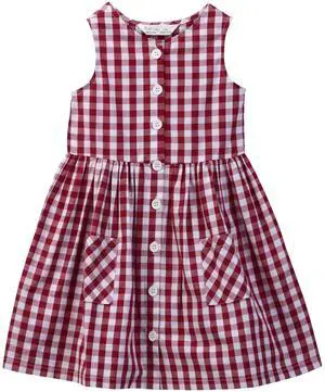 Beebay Kids Girls Y/d Check Button Through Dress Red Beebay Kids Girls Y/d Check Button Through Dress Red