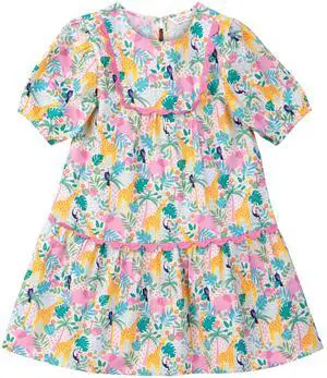 Beebay Tropical print lace detail dress Multi - 6-12 Months Beebay Tropical print lace detail dress Multi - 6-12 Months