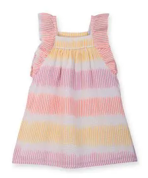 Beebay Seersucker frill sleeve dress Multi - Col - 6-12 Months Beebay Seersucker frill sleeve dress Multi - Col - 6-12 Months