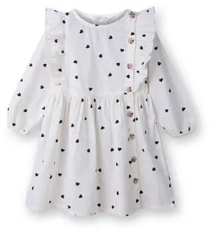 Beebay Button through heart print dress White - 12-18 Months Beebay Button through heart print dress White - 12-18 Months