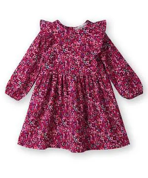 Beebay Abstract print ruffle dress Maroon - 6 Years Beebay Abstract print ruffle dress Maroon - 6 Years