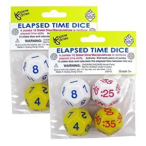 Koplow Elapsed Time Dice, Assorted Colors, 2 Pairs/Pack, 2 Packs (Kop18848-2) Koplow Elapsed Time Dice, Assorted Colors, 2 Pairs/Pack, 2 Packs (Kop18848-2)