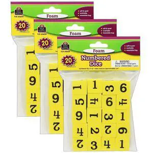 Foam Numbered Dice (1-6), 20 Per Pack, 3 Packs Foam Numbered Dice (1-6), 20 Per Pack, 3 Packs