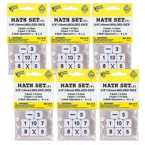 Whole Number Dice Set, 8 Per Pack, 6 Packs Whole Number Dice Set, 8 Per Pack, 6 Packs