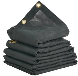 Dump Truck Mesh Tarp, 6 x 14 ft, PVC Coated Black Heavy Duty Cover with 5.5" 18oz Double Pocket, Brass Grommets, Reinforced Double Needle Stitch Webbing Fits Manual or Electric Dump Truck System Dump Truck Mesh Tarp, 6 x 14 ft, PVC Coated Black Heavy Duty Cover with 5.5" 18oz Double Pocket, Brass Grommets, Reinforced Double Needle Stitch Webbing Fits Manual or Electric Dump Truck System