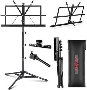 5 Core Music Stand For Sheet Music Portable Tripod Adjustable Folding Note Holder - Black 5 Core Music Stand For Sheet Music Portable Tripod Adjustable Folding Note Holder - Black
