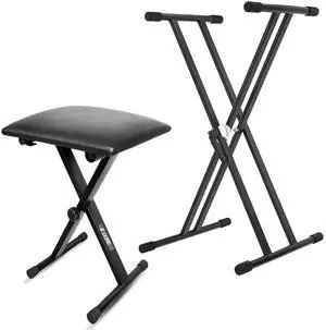 5 Core KS 2X GEAR+KBB 02 BLK Keyboard Stand Double X Style Piano Riser Adjustable Holder + Keyboard Stool Thick Padded Piano Bench - Black 5 Core KS 2X GEAR+KBB 02 BLK Keyboard Stand Double X Style Piano Riser Adjustable Holder + Keyboard Stool Thick Padded Piano Bench - Black