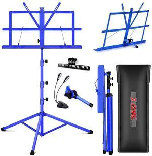 5 Core Music Stand Adjustable Desktop Book Stands Portable Sheet Holder All Metal Foldable Bookstand - Blue 5 Core Music Stand Adjustable Desktop Book Stands Portable Sheet Holder All Metal Foldable Bookstand - Blue