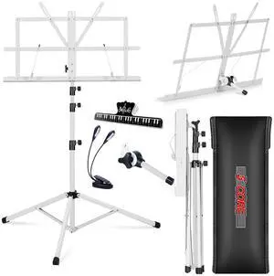 5 Core Music Stand Adjustable Desktop Book Stands Portable Sheet Holder All Metal Foldable Bookstand - White 5 Core Music Stand Adjustable Desktop Book Stands Portable Sheet Holder All Metal Foldable Bookstand - White