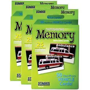 Photographic Memory Matching Game, Vehicles, Pack of 3 Photographic Memory Matching Game, Vehicles, Pack of 3