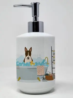 NEW Dark Brindle Bull Terrier in Bathtub Ceramic Soap Dispenser Hand Soap Dispenser Pump Bottles for Bathroom Kitchen, Empty Refillable Liquid Soap Container NEW Dark Brindle Bull Terrier in Bathtub Ceramic Soap Dispenser Hand Soap Dispenser Pump Bottles for Bathroom Kitchen, Empty Refillable Liquid Soap Container