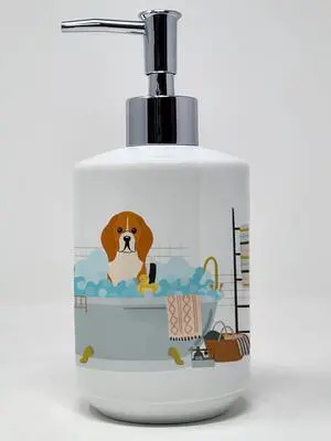 Tricolor Beagle in Bathtub Ceramic Soap Dispenser Hand Soap Dispenser Pump Bottles for Bathroom Kitchen, Empty Refillable Liquid Soap Container Tricolor Beagle in Bathtub Ceramic Soap Dispenser Hand Soap Dispenser Pump Bottles for Bathroom Kitchen, Empty Refillable Liquid Soap Container