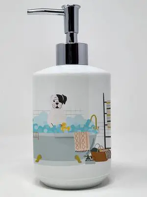 White Boxer in Bathtub Ceramic Soap Dispenser Hand Soap Dispenser Pump Bottles for Bathroom Kitchen, Empty Refillable Liquid Soap Container White Boxer in Bathtub Ceramic Soap Dispenser Hand Soap Dispenser Pump Bottles for Bathroom Kitchen, Empty Refillable Liquid Soap Container