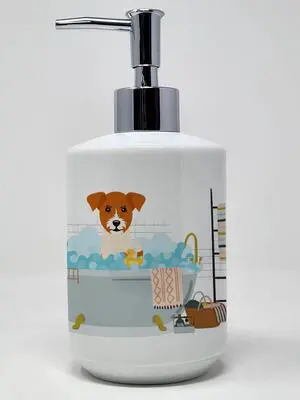 Jack Russell Terrier in Bathtub Ceramic Soap Dispenser Hand Soap Dispenser Pump Bottles for Bathroom Kitchen, Empty Refillable Liquid Soap Container Jack Russell Terrier in Bathtub Ceramic Soap Dispenser Hand Soap Dispenser Pump Bottles for Bathroom Kitchen, Empty Refillable Liquid Soap Container