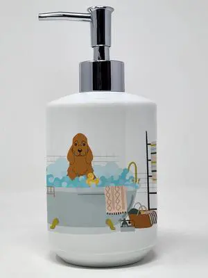 Red Cocker Spaniel in Bathtub Ceramic Soap Dispenser Hand Soap Dispenser Pump Bottles for Bathroom Kitchen, Empty Refillable Liquid Soap Container Red Cocker Spaniel in Bathtub Ceramic Soap Dispenser Hand Soap Dispenser Pump Bottles for Bathroom Kitchen, Empty Refillable Liquid Soap Container