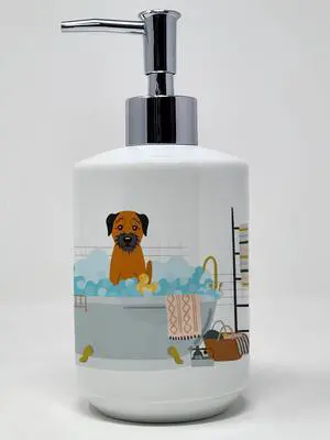 Border Terrier in Bathtub Ceramic Soap Dispenser Hand Soap Dispenser Pump Bottles for Bathroom Kitchen, Empty Refillable Liquid Soap Container Border Terrier in Bathtub Ceramic Soap Dispenser Hand Soap Dispenser Pump Bottles for Bathroom Kitchen, Empty Refillable Liquid Soap Container