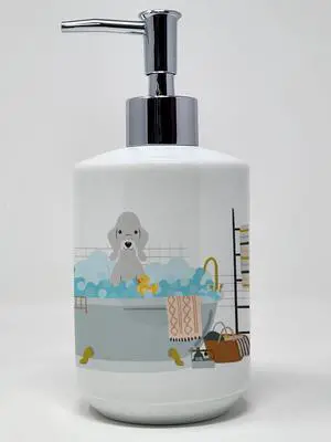Blue Bedlington Terrier in Bathtub Ceramic Soap Dispenser Hand Soap Dispenser Pump Bottles for Bathroom Kitchen, Empty Refillable Liquid Soap Container Blue Bedlington Terrier in Bathtub Ceramic Soap Dispenser Hand Soap Dispenser Pump Bottles for Bathroom Kitchen, Empty Refillable Liquid Soap Container