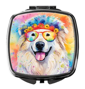 Great Pyrenees Hippie Dawg Compact Mirror Decorative Travel Makeup Mirror for Women Girls Gifts Pocket Makeup Mirror Folding Handheld Great Pyrenees Hippie Dawg Compact Mirror Decorative Travel Makeup Mirror for Women Girls Gifts Pocket Makeup Mirror Folding Handheld