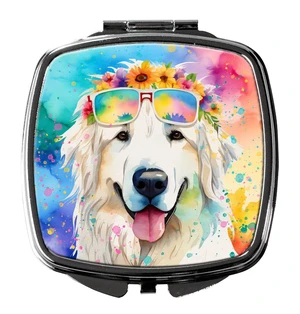 Great Pyrenees Hippie Dawg Compact Mirror Decorative Travel Makeup Mirror for Women Girls Gifts Pocket Makeup Mirror Folding Handheld Great Pyrenees Hippie Dawg Compact Mirror Decorative Travel Makeup Mirror for Women Girls Gifts Pocket Makeup Mirror Folding Handheld