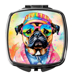 Pug Hippie Dawg Compact Mirror Decorative Travel Makeup Mirror for Women Girls Gifts Pocket Makeup Mirror Folding Handheld Pug Hippie Dawg Compact Mirror Decorative Travel Makeup Mirror for Women Girls Gifts Pocket Makeup Mirror Folding Handheld