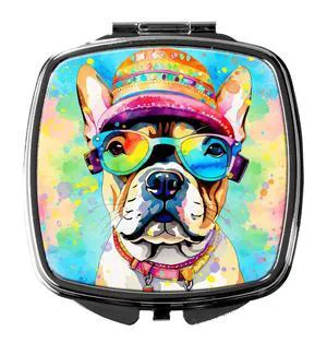 French Bulldog Hippie Dawg Compact Mirror Decorative Travel Makeup Mirror for Women Girls Gifts Pocket Makeup Mirror Folding Handheld French Bulldog Hippie Dawg Compact Mirror Decorative Travel Makeup Mirror for Women Girls Gifts Pocket Makeup Mirror Folding Handheld