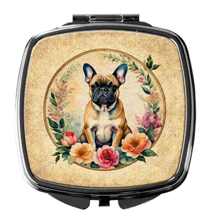 Fawn French Bulldog and Flowers Compact Mirror Decorative Travel Makeup Mirror for Women Girls Gifts Pocket Makeup Mirror Folding Handheld Fawn French Bulldog and Flowers Compact Mirror Decorative Travel Makeup Mirror for Women Girls Gifts Pocket Makeup Mirror Folding Handheld