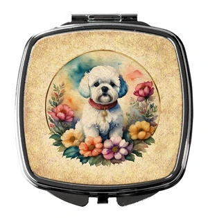 Bichon Frise and Flowers Compact Mirror Decorative Travel Makeup Mirror for Women Girls Gifts Pocket Makeup Mirror Folding Handheld Bichon Frise and Flowers Compact Mirror Decorative Travel Makeup Mirror for Women Girls Gifts Pocket Makeup Mirror Folding Handheld