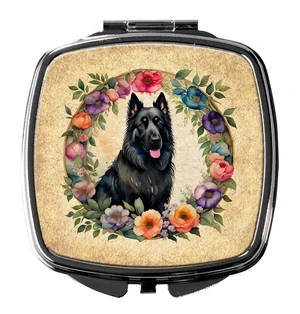 Belgian Sheepdog and Flowers Compact Mirror Decorative Travel Makeup Mirror for Women Girls Gifts Pocket Makeup Mirror Folding Handheld Belgian Sheepdog and Flowers Compact Mirror Decorative Travel Makeup Mirror for Women Girls Gifts Pocket Makeup Mirror Folding Handheld
