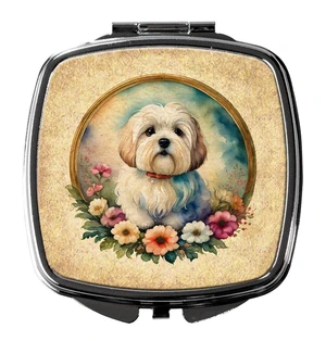 Coton De Tulear and Flowers Compact Mirror Decorative Travel Makeup Mirror for Women Girls Gifts Pocket Makeup Mirror Folding Handheld Coton De Tulear and Flowers Compact Mirror Decorative Travel Makeup Mirror for Women Girls Gifts Pocket Makeup Mirror Folding Handheld