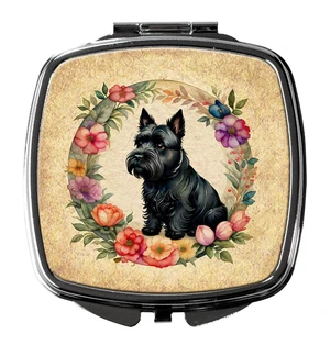 Scottish Terrier and Flowers Compact Mirror Decorative Travel Makeup Mirror for Women Girls Gifts Pocket Makeup Mirror Folding Handheld Scottish Terrier and Flowers Compact Mirror Decorative Travel Makeup Mirror for Women Girls Gifts Pocket Makeup Mirror Folding Handheld
