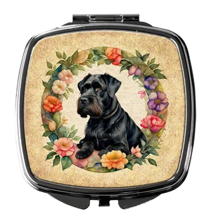 Giant Schnauzer and Flowers Compact Mirror Decorative Travel Makeup Mirror for Women Girls Gifts Pocket Makeup Mirror Folding Handheld Giant Schnauzer and Flowers Compact Mirror Decorative Travel Makeup Mirror for Women Girls Gifts Pocket Makeup Mirror Folding Handheld