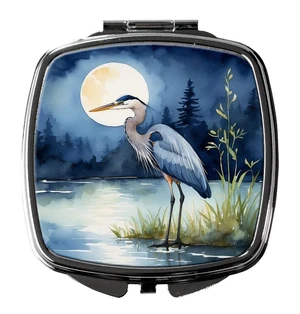 Blue Heron Under the Moonlight Compact Mirror Decorative Travel Makeup Mirror for Women Girls Gifts Pocket Makeup Mirror Folding Handheld Blue Heron Under the Moonlight Compact Mirror Decorative Travel Makeup Mirror for Women Girls Gifts Pocket Makeup Mirror Folding Handheld