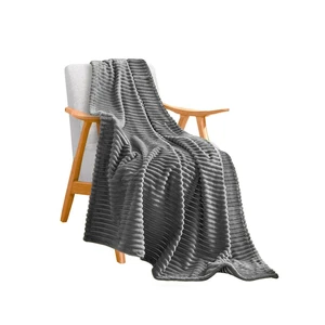 SOGA Grey Throw Blanket Warm Cozy Striped Pattern Thin Flannel Coverlet Fleece Bed Sofa Comforter SOGA Grey Throw Blanket Warm Cozy Striped Pattern Thin Flannel Coverlet Fleece Bed Sofa Comforter