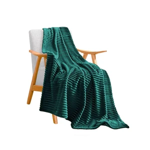 SOGA Dark GreenThrow Blanket Warm Cozy Striped Pattern Thin Flannel Coverlet Fleece Bed Sofa Comforter SOGA Dark GreenThrow Blanket Warm Cozy Striped Pattern Thin Flannel Coverlet Fleece Bed Sofa Comforter
