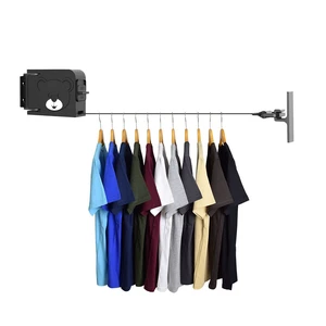 SOGA 160mm Wall-Mounted Clothes Line Dry Rack Retractable Space-Saving Foldable Hanger Black SOGA 160mm Wall-Mounted Clothes Line Dry Rack Retractable Space-Saving Foldable Hanger Black