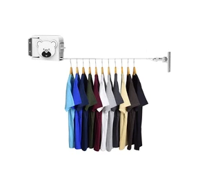 SOGA 160mm Wall-Mounted Clothes Line Dry Rack Retractable Space-Saving Foldable Hanger White SOGA 160mm Wall-Mounted Clothes Line Dry Rack Retractable Space-Saving Foldable Hanger White
