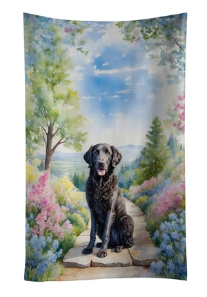 Curly-Coated Retriever Spring Path Kitchen Towel Dish Cloths Guest Hand Towel Decorative Bathroom Towel for Face,Tea, Dishcloth, Kitchen and Bath Curly-Coated Retriever Spring Path Kitchen Towel Dish Cloths Guest Hand Towel Decorative Bathroom Towel for Face,Tea, Dishcloth, Kitchen and Bath