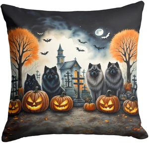 Keeshond Spooky Halloween Throw Pillow Machine Washable, Indoor Outdoor Decorative Pillow for Couch, Bed or Patio, 18Hx18W Keeshond Spooky Halloween Throw Pillow Machine Washable, Indoor Outdoor Decorative Pillow for Couch, Bed or Patio, 18Hx18W