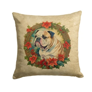 English Bulldog Christmas Flowers Throw Pillow Machine Washable, Indoor Outdoor Decorative Pillow for Couch, Bed or Patio, 18Hx18W English Bulldog Christmas Flowers Throw Pillow Machine Washable, Indoor Outdoor Decorative Pillow for Couch, Bed or Patio, 18Hx18W