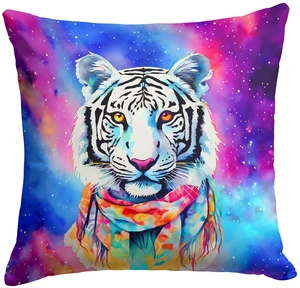 NEW Hippie Animal White Tiger Throw Pillow Machine Washable, Indoor Outdoor Decorative Pillow for Couch, Bed or Patio, 18Hx18W NEW Hippie Animal White Tiger Throw Pillow Machine Washable, Indoor Outdoor Decorative Pillow for Couch, Bed or Patio, 18Hx18W