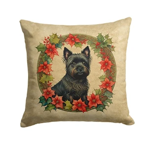Cairn Terrier Christmas Flowers Throw Pillow Machine Washable, Indoor Outdoor Decorative Pillow for Couch, Bed or Patio, 18Hx18W Cairn Terrier Christmas Flowers Throw Pillow Machine Washable, Indoor Outdoor Decorative Pillow for Couch, Bed or Patio, 18Hx18W