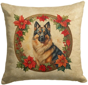 Belgian Tervuren Christmas Flowers Throw Pillow Machine Washable, Indoor Outdoor Decorative Pillow for Couch, Bed or Patio, 18Hx18W Belgian Tervuren Christmas Flowers Throw Pillow Machine Washable, Indoor Outdoor Decorative Pillow for Couch, Bed or Patio, 18Hx18W